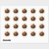 Rond Plaid Pumpkin Halloween Round Sticker (Feuille)