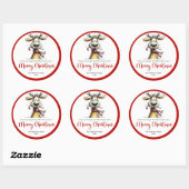 Rond Playful quirky reindeer bright Christmas sticker (Feuille)