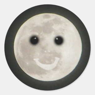 Rond Pleine lune Happy Face Sticker