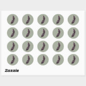 Rond Plumes violettes avec Sticker vert design blanc (Feuille)
