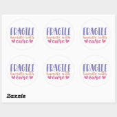 Rond Poignée Fragile Avec Soin - Sticker pour petites e (Feuille)