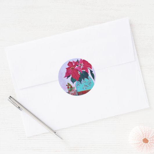 Rond Poinsettia Sticker (Enveloppe)