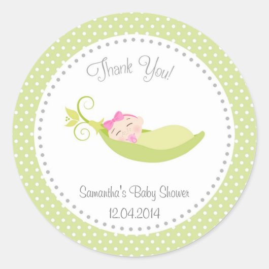 Rond Pois dans un pod bébé fille Douche Sticker vert (Devant)