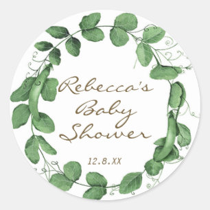 Rond pois doux baby shower sticker pois dans un gousse