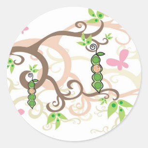Rond Pois Rose Dans Un Sticker Baby shower Fille Pod