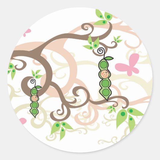 Rond Pois Rose Dans Un Sticker Baby shower Fille Pod (Devant)