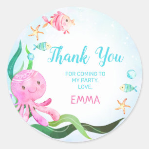 Rond Poisson Octopus Sous La Mer Sticker Anniversaire