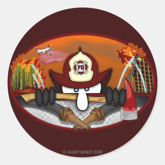 Rond Pompier Kilroy Sticker (Devant)
