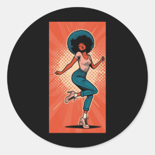 Rond Pop Art Girl Dancing Pose Sticker Jambe