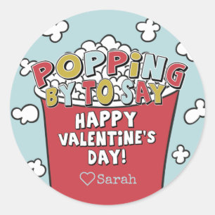 Rond Popcorn Popcorn Par Sticker Valentine