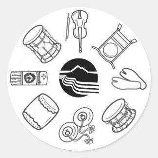 Rond Portland Taiko Line Art Sticker Sheet