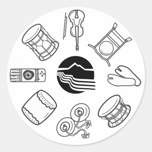 Rond Portland Taiko Line Art Sticker Sheet (Devant)