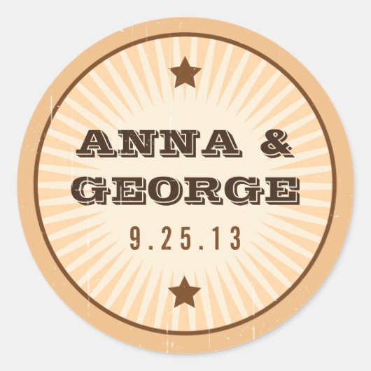 Rond Poster rustique : Crème et Sticker Mariage Brown (Devant)