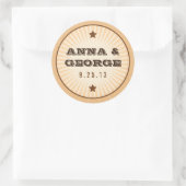 Rond Poster rustique : Crème et Sticker Mariage Brown (Sac)