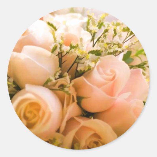 ROND PRECIEUX PEACH MARIAGE ROSES ENVELOPE SEAL STICKER (Devant)