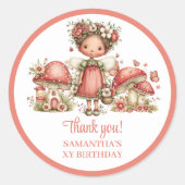 Rond Pretty Blush Fairy Girl Birthday Thank You Sticker (Devant)