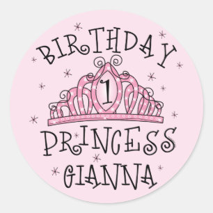 Rond Princesse Gianna Sticker d'anniversaire de diadèm