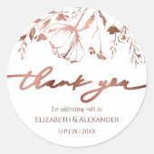 Rond Printemps mariage merci Sticker Aquarelle dorée (Devant)