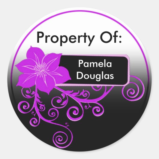 Rond Propriété De Sticker (violet fleuri) (Devant)