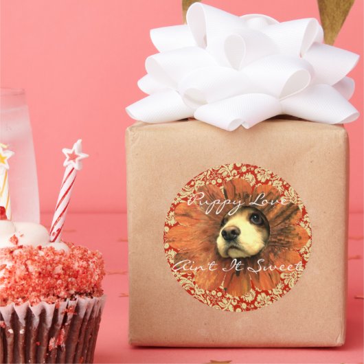 Rond Puppy Love Ain It Sweet Sticker (Fête)