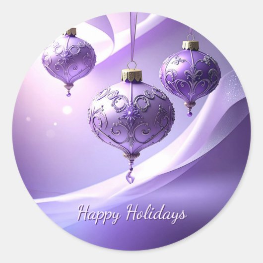 Rond Purple Decorative Christmas Ball Holiday Sticker (Devant)