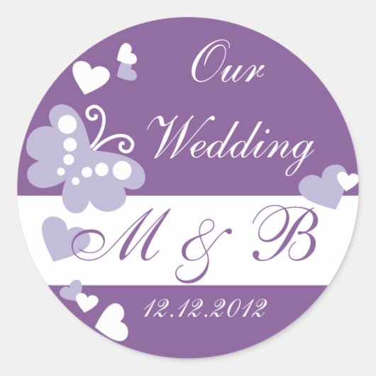 Rond Purple Notre Sticker Monogram Mariage (Devant)