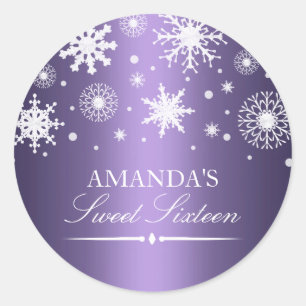 Rond Purple Winter Wonderland Sweet 16 Sticker