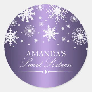 Rond Purple Winter Wonderland Sweet 16 Sticker