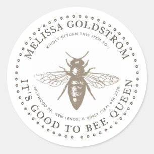 Rond Queen Bee Good to be Queen Property ID Sticker