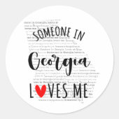 Rond Quelqu'Un En Géorgie M'Aime Sticker Classic Round (Devant)
