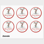 Rond Quirky reindeer sticker wrapping lights cartoon  (Feuille)
