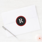 Rond R : Lettre R initiale R Sticker rouge, blanc et no (Enveloppe)