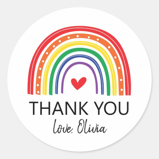 Rond Rainbow Anniversaire Merci Favoriser Sticker (Devant)
