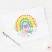 Rond Rainbow Baby Newborn Cloud Yellow Heart Sticker (Enveloppe)