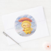 Rond Rainy Day Alma Sticker | Cute Chick in Raincoat (Enveloppe)