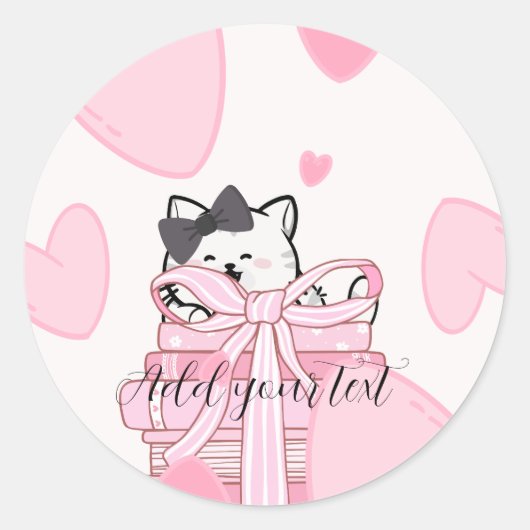 Rond Read • Love • Stick – Cat & Book Sticker (Devant)