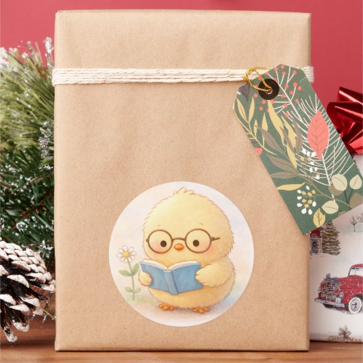 Rond Reading Alma Chick Cute Sticker (vacances)