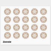 Rond Réalisé avec l'amour Kraft Snowflake Sticker de No (Feuille)