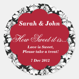 Rond Red damask How Sweet it is Sticker