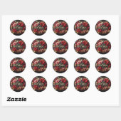 Rond Red floral birthday sticker (Feuille)
