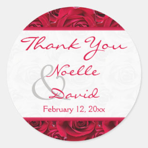 Rond Red Roses Galore Mariage Favor Sticker