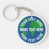 Rond redden planeet aarde aangepaste wereldkaart s sleutelhanger (Voorkant)