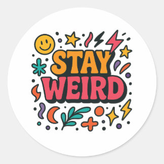 Rond Restez Étrange Sticker Retro Doodle