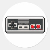 Rond Retro 8-bit Pixel Art Game Controller Sticker (Devant)
