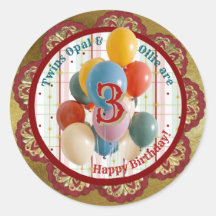 Retro Carnival Kids Birthday Sticker