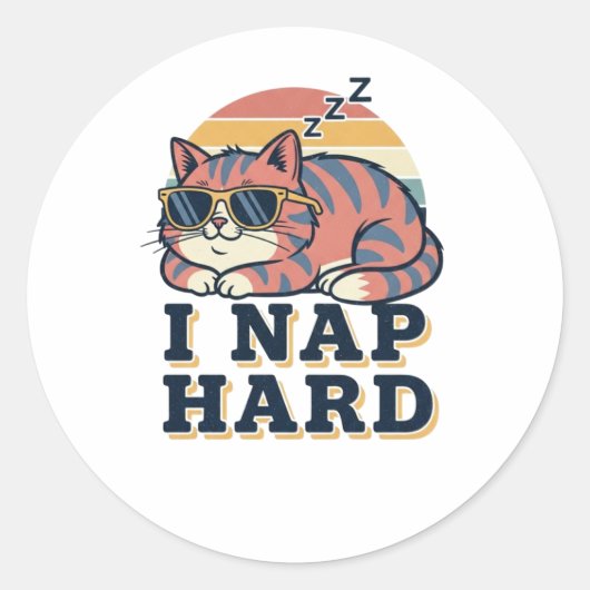 Rond Retro Cat Nap Hard Vinyl Sticker (Devant)