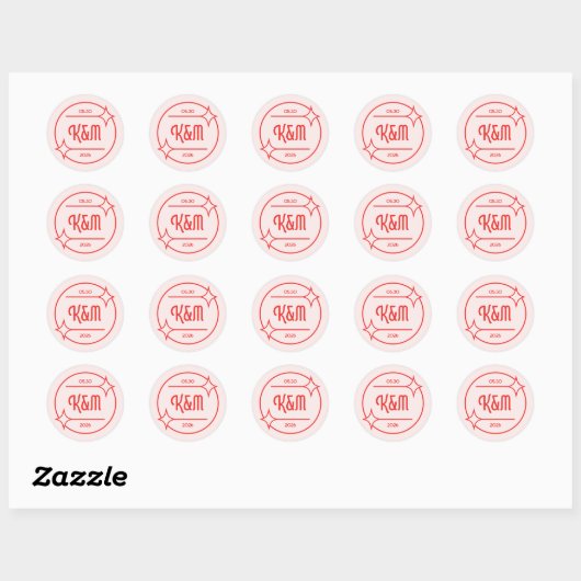 Rond Retro Diner Inspired Wedding Invitation Sticker (Feuille)