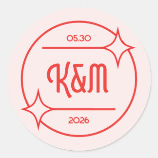 Rond Retro Diner Inspired Wedding Invitation Sticker