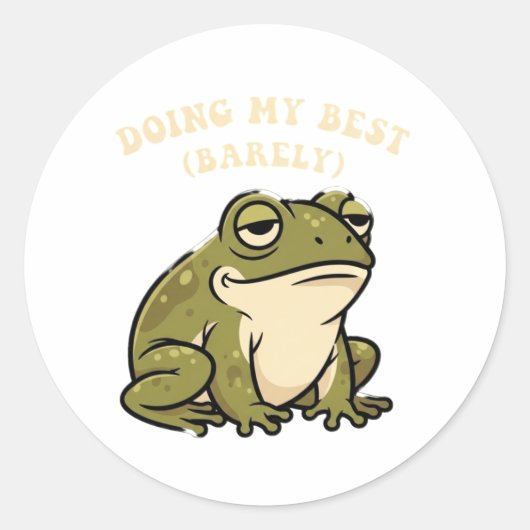 Rond Retro Frog Doing My Best Vinyl Sticker (Devant)