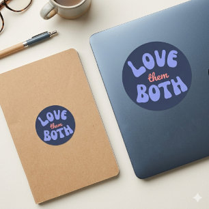 Rond Retro Les Aime Tous Les Deux Sticker Texte